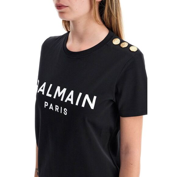 BALMAIN Logo T-Shirt With Buttons - Picture 4 of 4